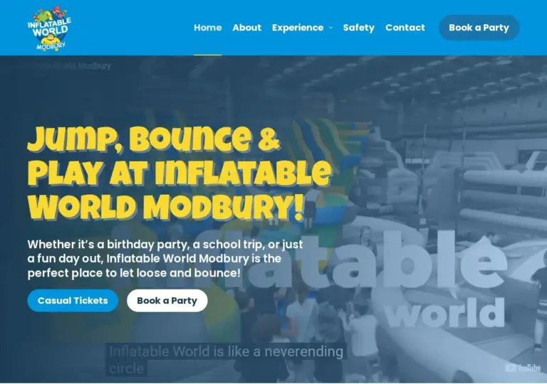 Inflatable World Modbury website homepage