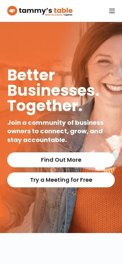 Tammy's Table website on a phone