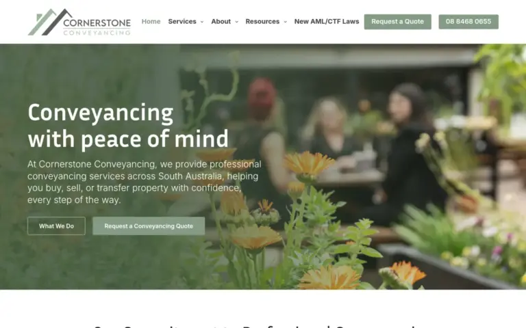 Cornerstone Conveyancing website homepage