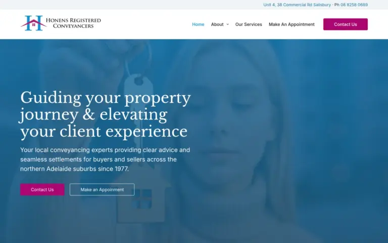 Honen’s Conveyancing website homepage