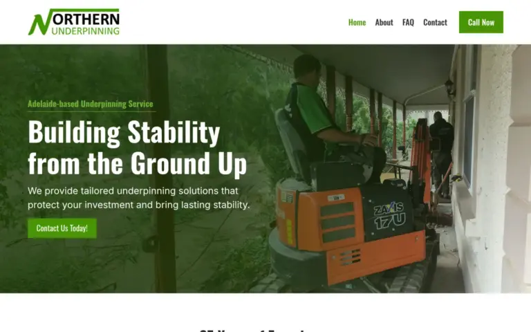 Northern Underpinning SA website homepage